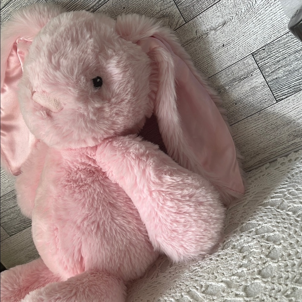 Pink Fluffy Stuffed Rabbit with Long Ears - Picture 9 of 9